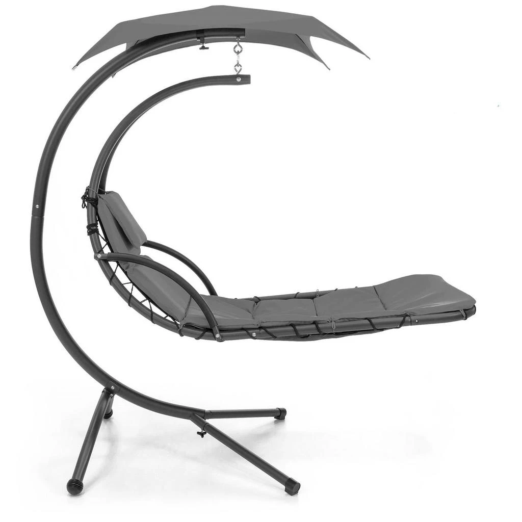 Hivvago Grey Single Person Sturdy Modern Chaise Lounger Hammock Chair Porch Swing 3