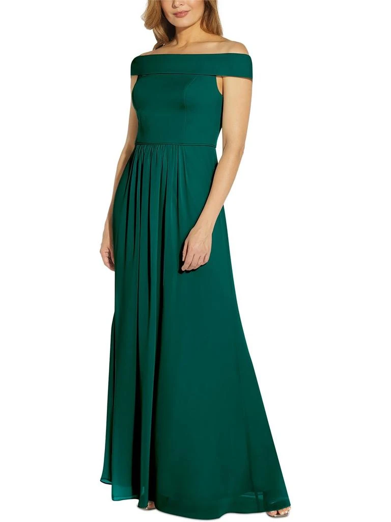 Adrianna Papell Plus Womens Pleated Tea Length Evening Dress 6