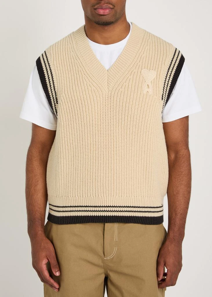AMI Logo-appliquéd wool-blend vest 2