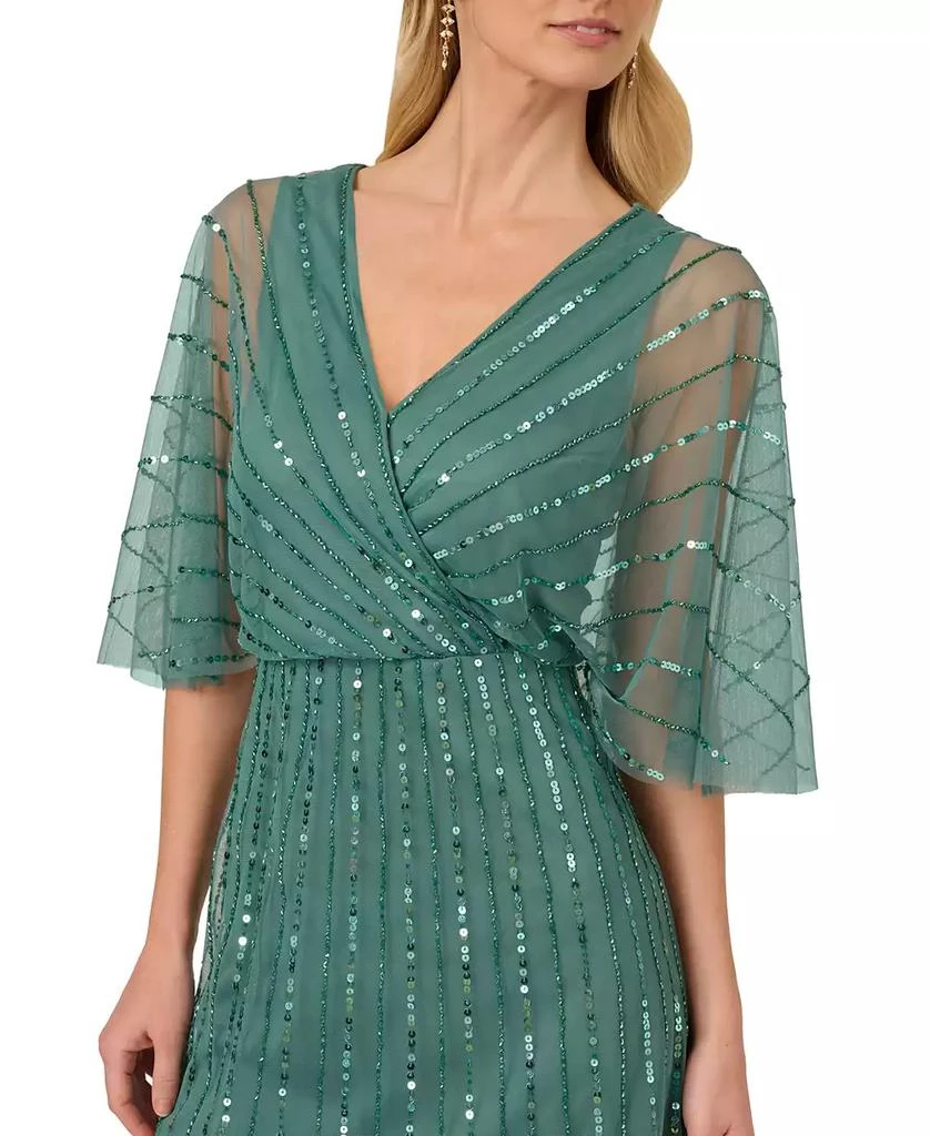 navy blue dress for baby girl BABARONI Ruffle V-Neck Flutter Sleeves Mermaid Chiffon Dress Champagne, Champagne / US0