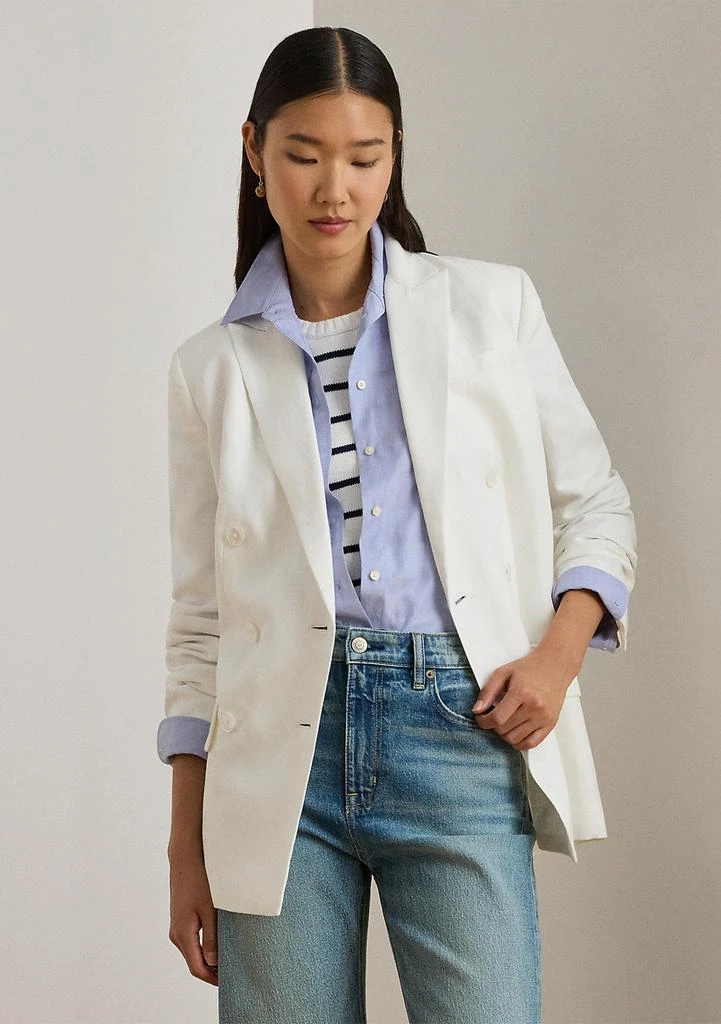 Ralph Lauren Double-Breasted Linen-Blend Twill Blazer