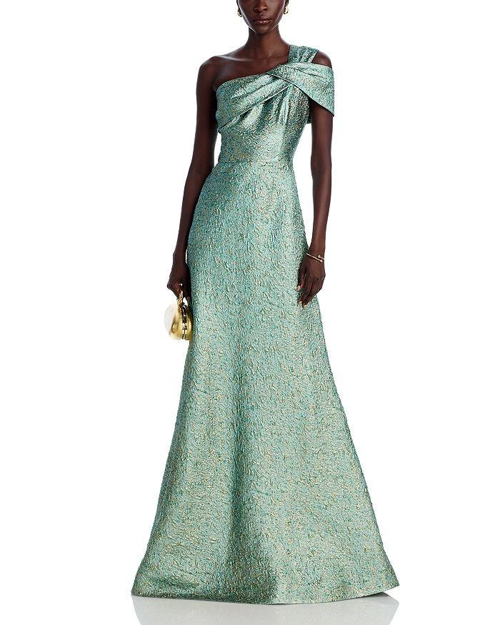 Teri Jon Metallic Jacquard Gown 3