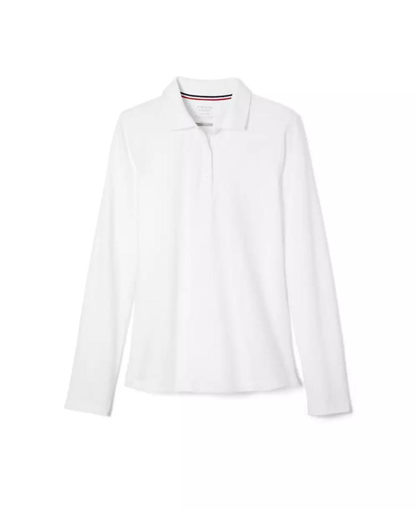 French Toast Big Girls Long Sleeve Stretch Pique Polo Shirt
