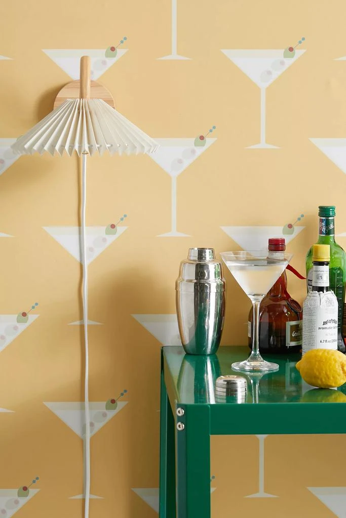 Lyman Creative Co. Lyman Creative Co Martini With Olives On Yellow Removable Wallpaper