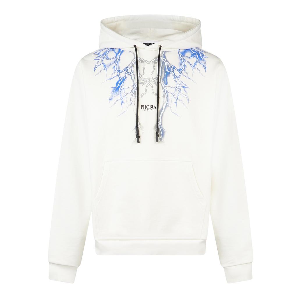 PHOBIA Lightweight Men's Hoodie Lightning Hoodie White/blue/grey