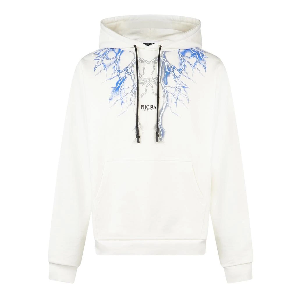 PHOBIA Lightweight Men's Hoodie Lightning Hoodie White/blue/grey 1