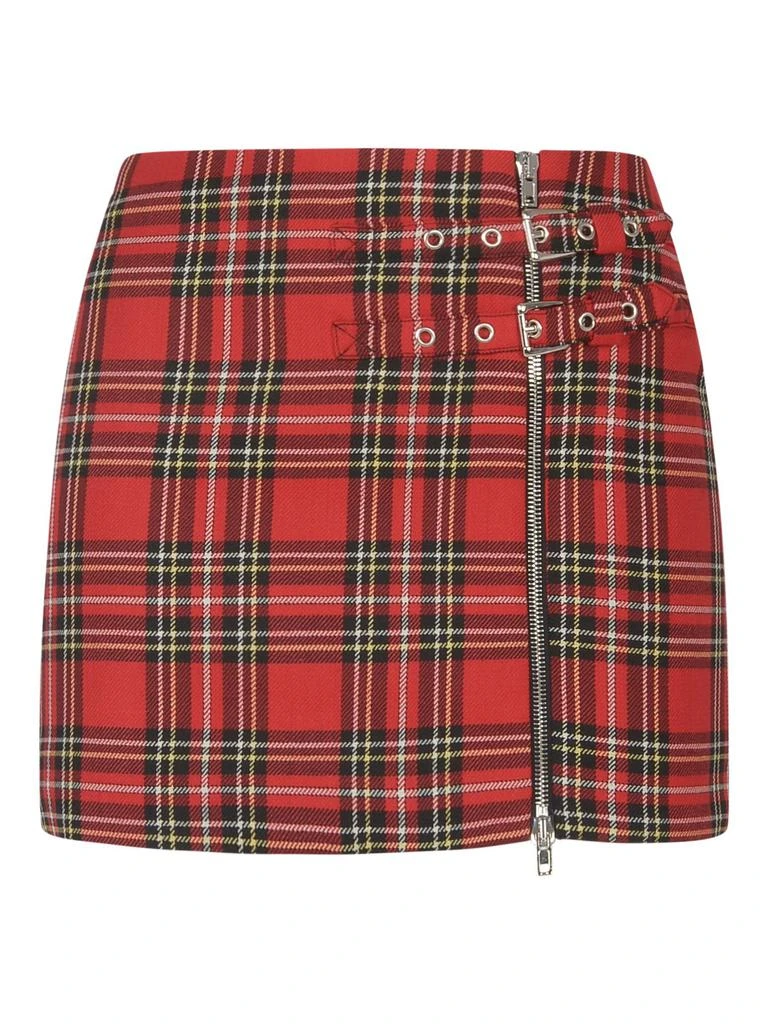 Alessandra Rich Alessandra Rich Plaid-Check Patterned Side-Zipped Mini Skirt 1