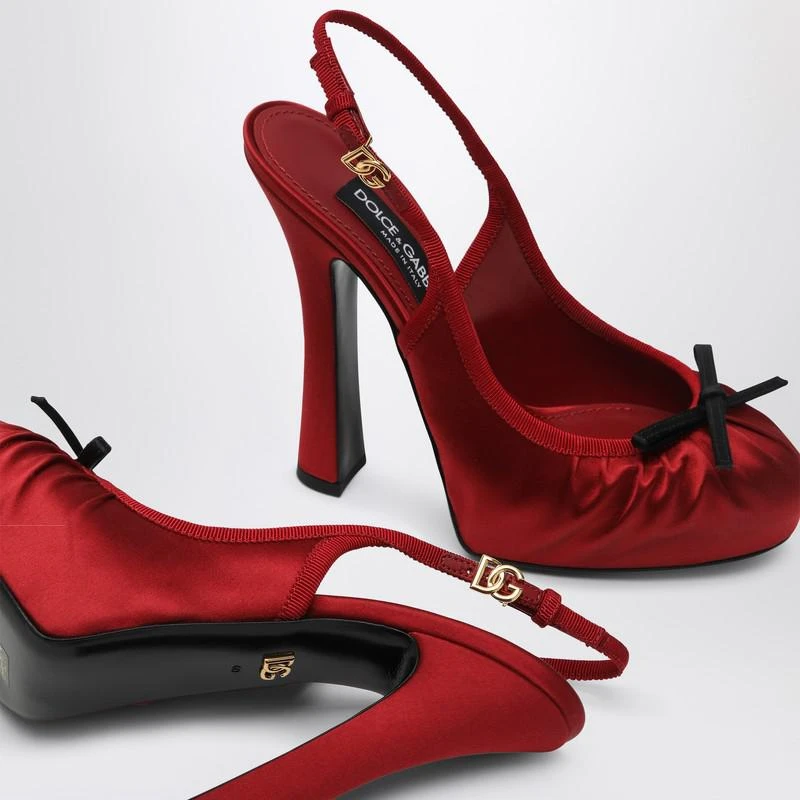 Dolce & Gabbana Red satin high slingback 5