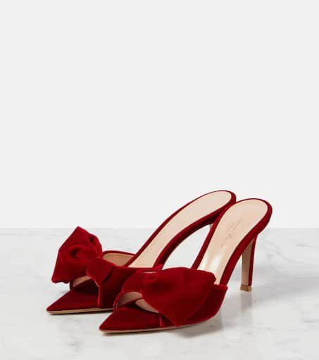 Gianvito Rossi 85 bow-detail velvet mules 4