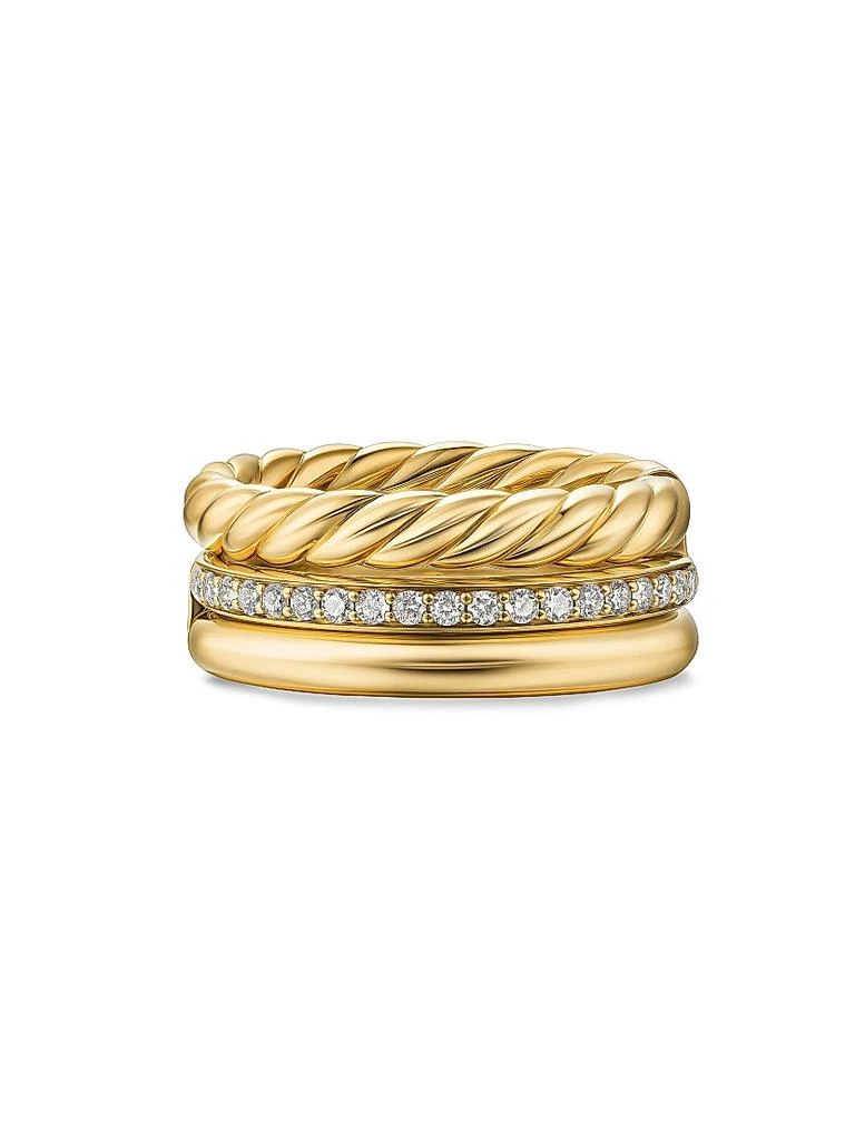 David Yurman DY Mercer Three Row Ring in 18K Yellow Gold 1