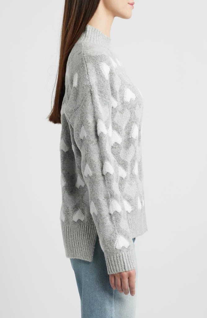 Bobeau Heart Jacquard Mock Neck Sweater 3