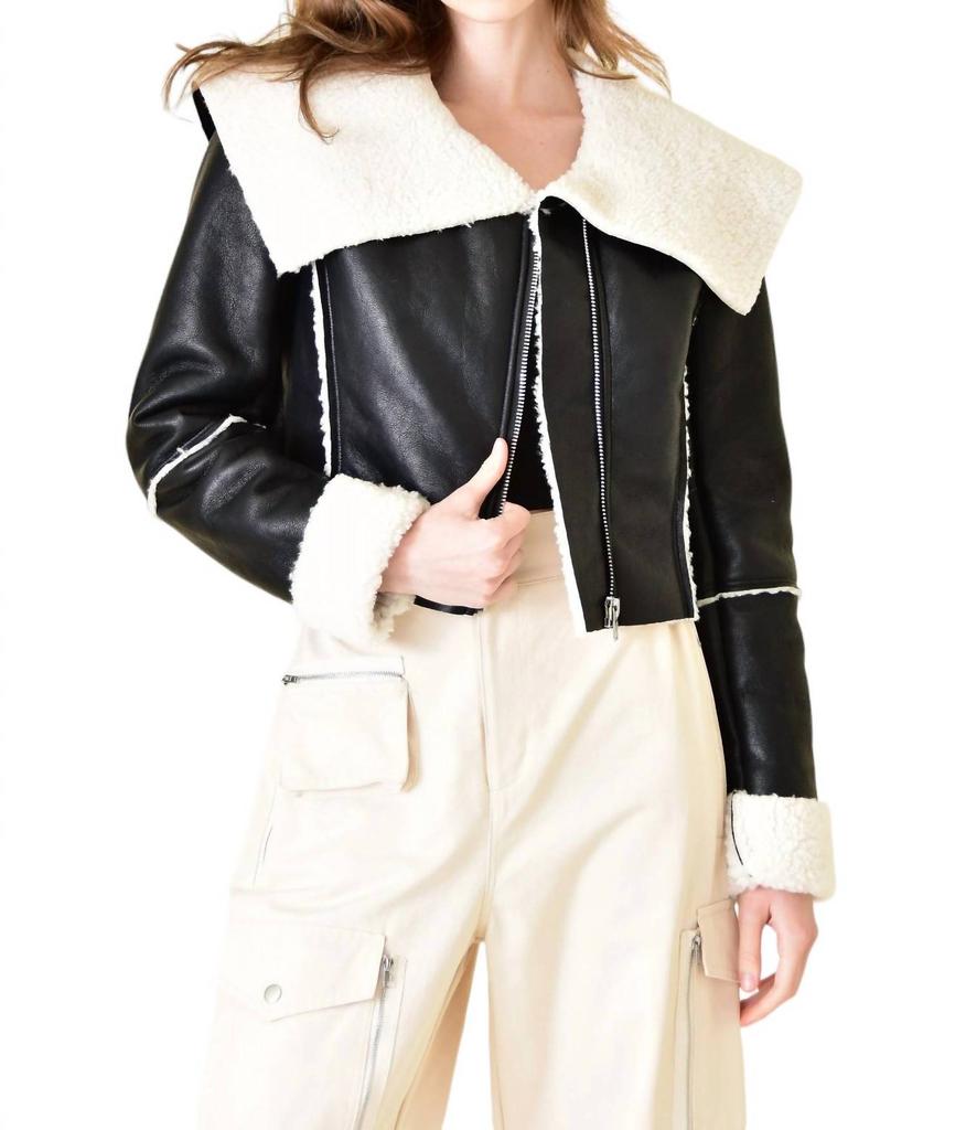 Fore Collection Faux Shearling Leather Jacket In Black