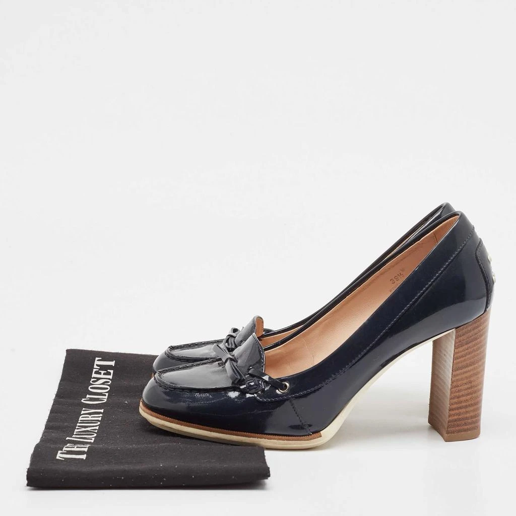 Tod's Tod's Navy Blue Patent Leather Block Heel Pumps Size 39.5 9