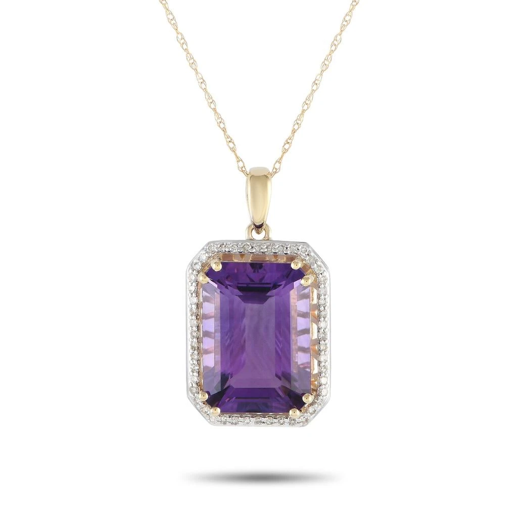 LB Exclusive 14K Yellow Gold 0.20ct Diamond and Amethyst Pendant Necklace PD4-15513YAM 1