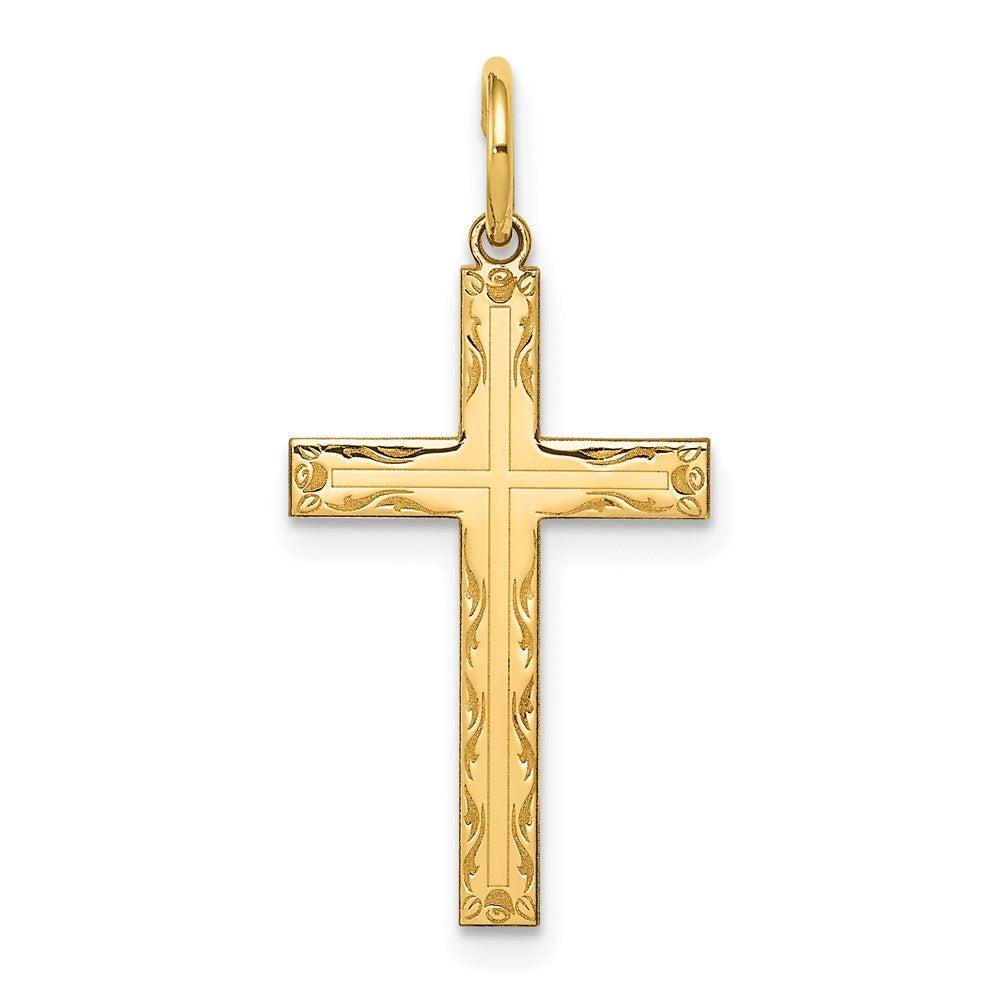 Diamond2Deal 14k Yellow Gold Laser Designed Cross Pendant