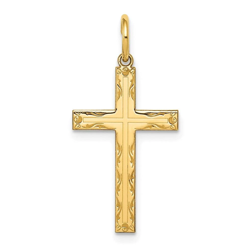 Diamond2Deal 14k Yellow Gold Laser Designed Cross Pendant 1