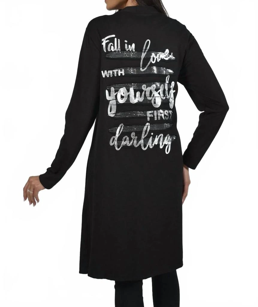 Frank Lyman Rita Love Yourself First Cardigan In Black 2