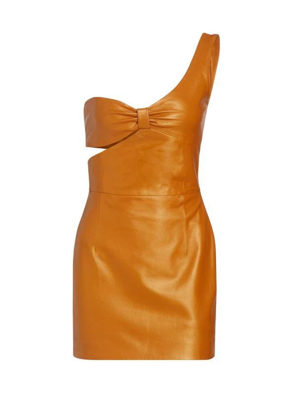 Zeynep Arçay One-Shoulder Coated-Leather Minidress 5
