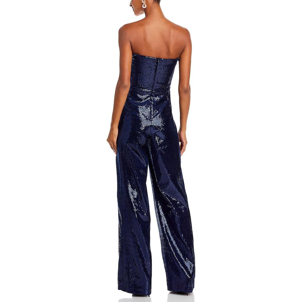 Black Halo Lena Womens Strapless Wide Leg Jumpsuit