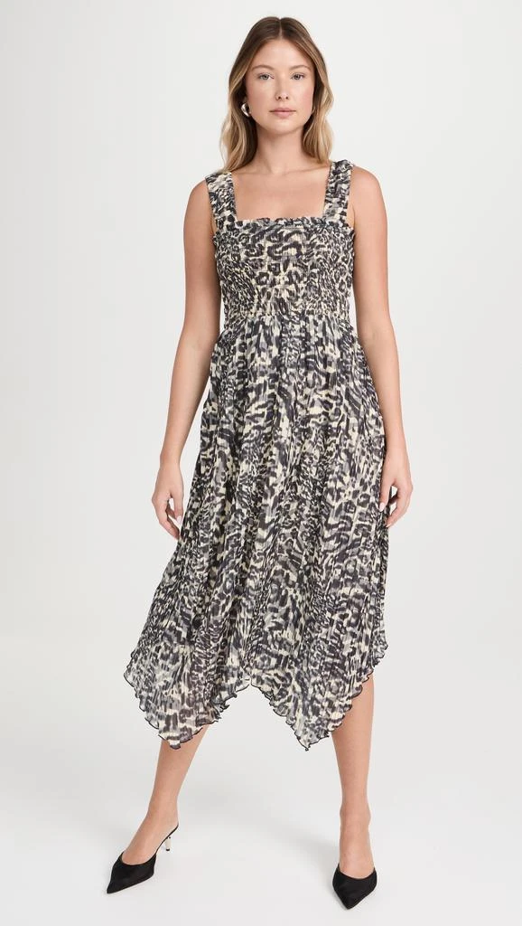 Ganni Pleated Georgette Smock Midi Strap Dress 7
