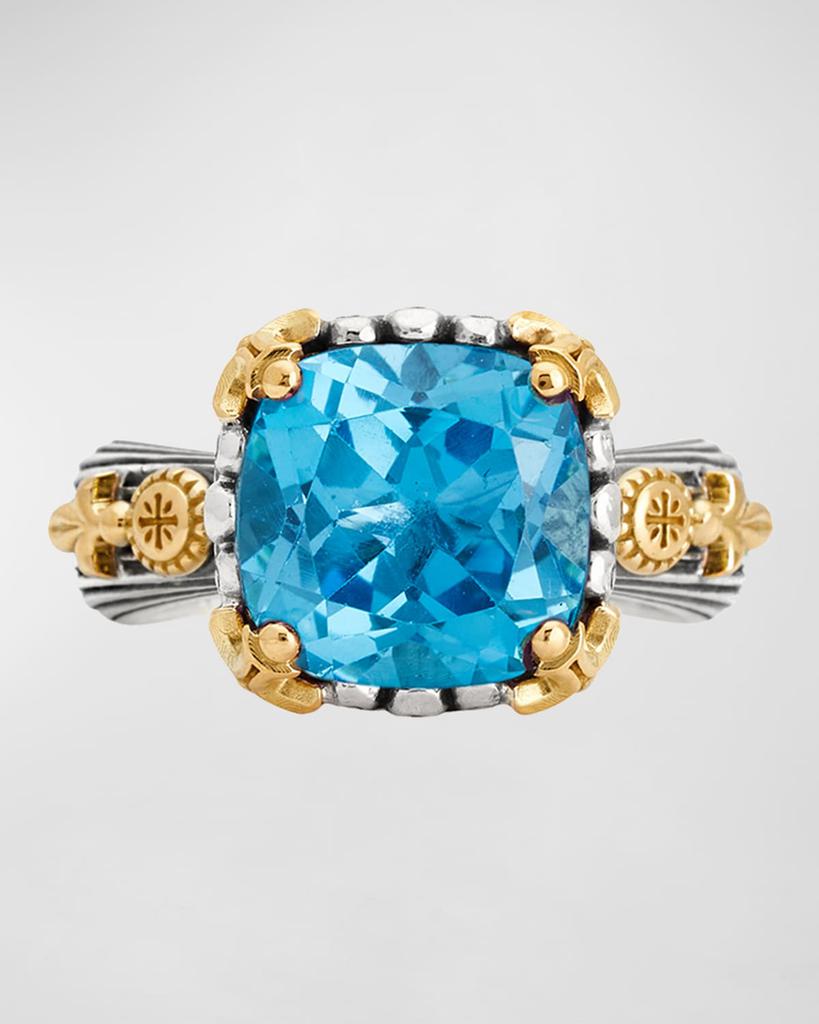 Konstantino Delos Two-Tone Swiss Blue Topaz Ring, Size 7