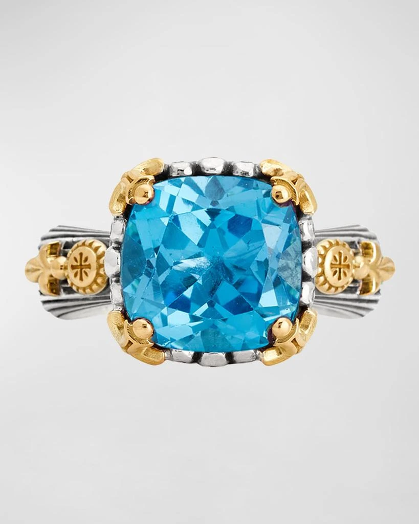 Konstantino Delos Two-Tone Swiss Blue Topaz Ring, Size 7 2