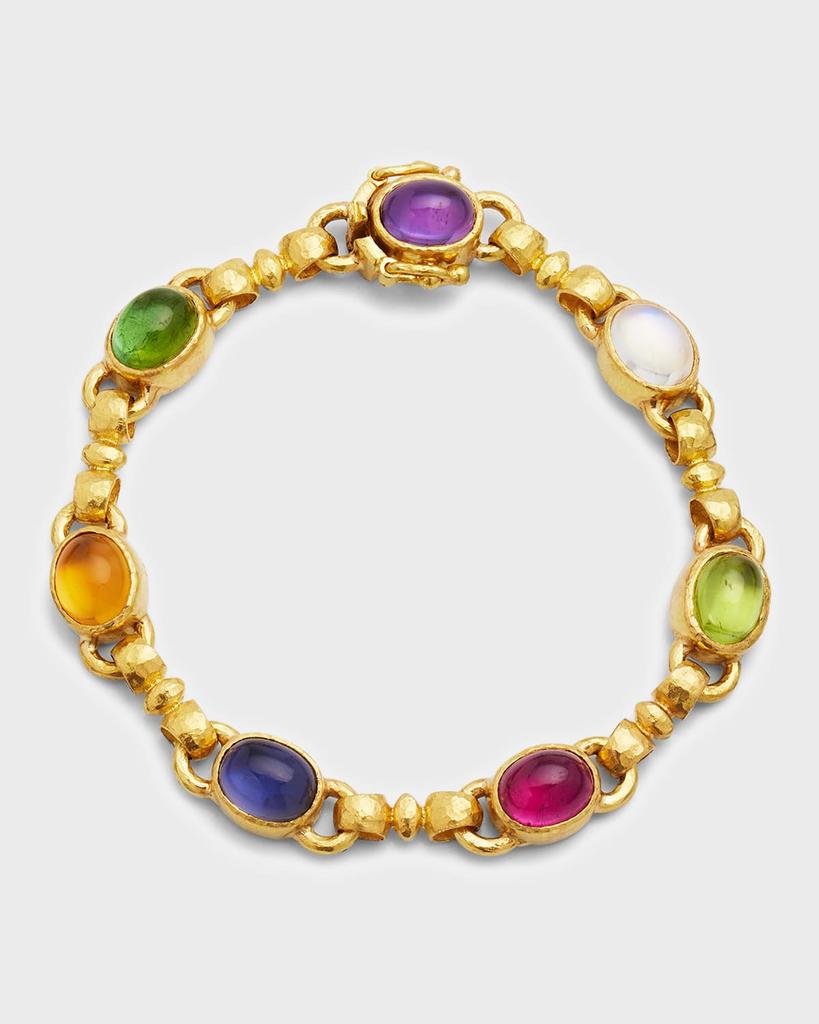 Elizabeth Locke 19K Tutti Frutti Celtic Link Bracelet with Oval Cabochons