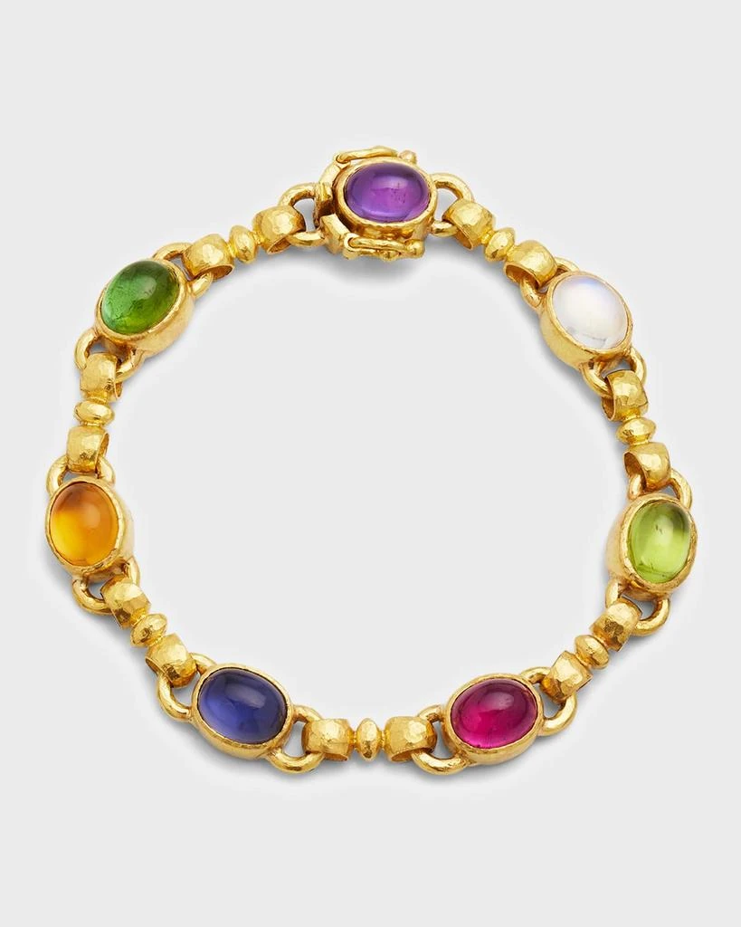 Elizabeth Locke 19K Tutti Frutti Celtic Link Bracelet with Oval Cabochons 1