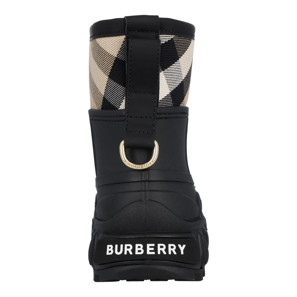 Burberry women check panel rain boots in black rubber 3