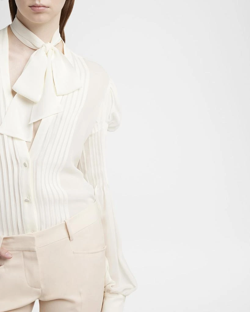 Tom Ford Semi-Sheer Silk Blouse with Tie Neck 5