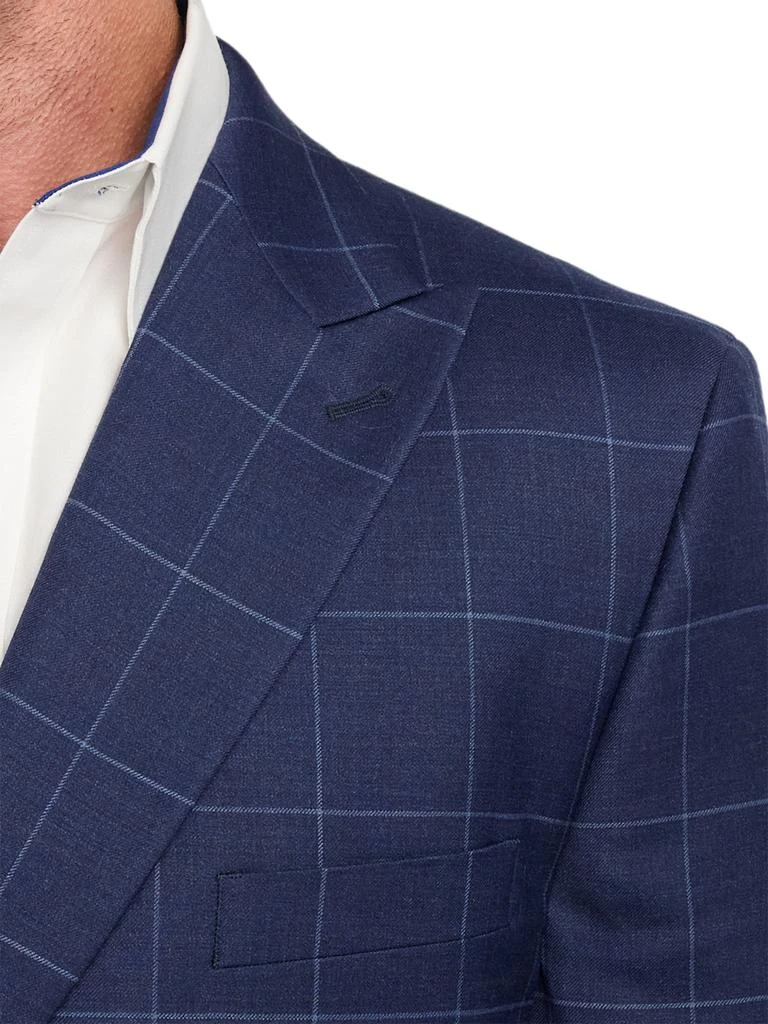 Paul Fredrick Wool Blend Windowpane Double Breasted Peak Lapel Sport Coat 6