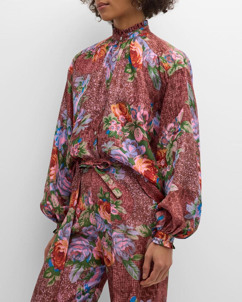 Alix of Bohemia Poet Wine and Rose Silk Blouse