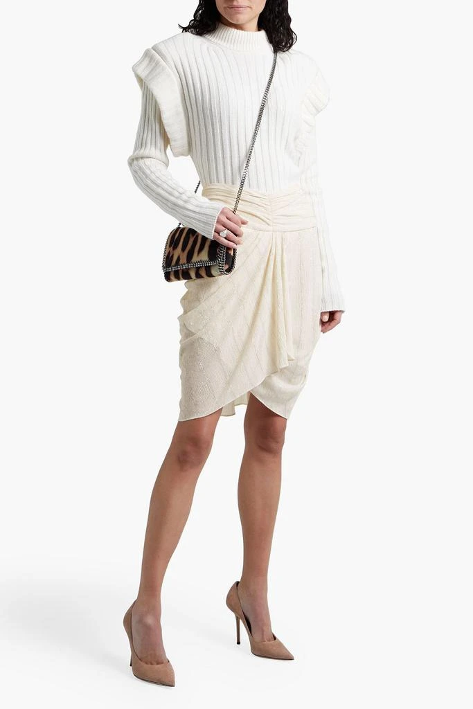IRO Nistal draped ruched metallic crepon mini skirt 4