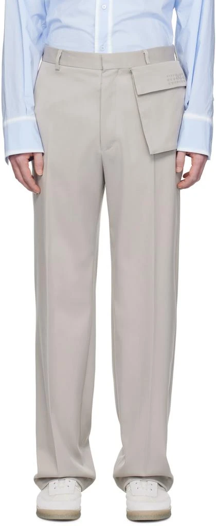 MM6 Taupe Straight-Leg Trousers 1