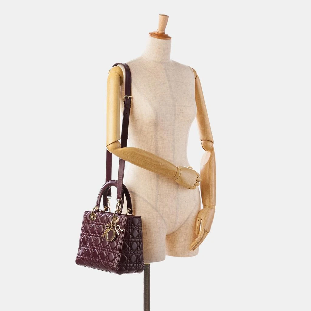 Dior Dior Burgundy Medium Lambskin Cannage Lady Dior 10