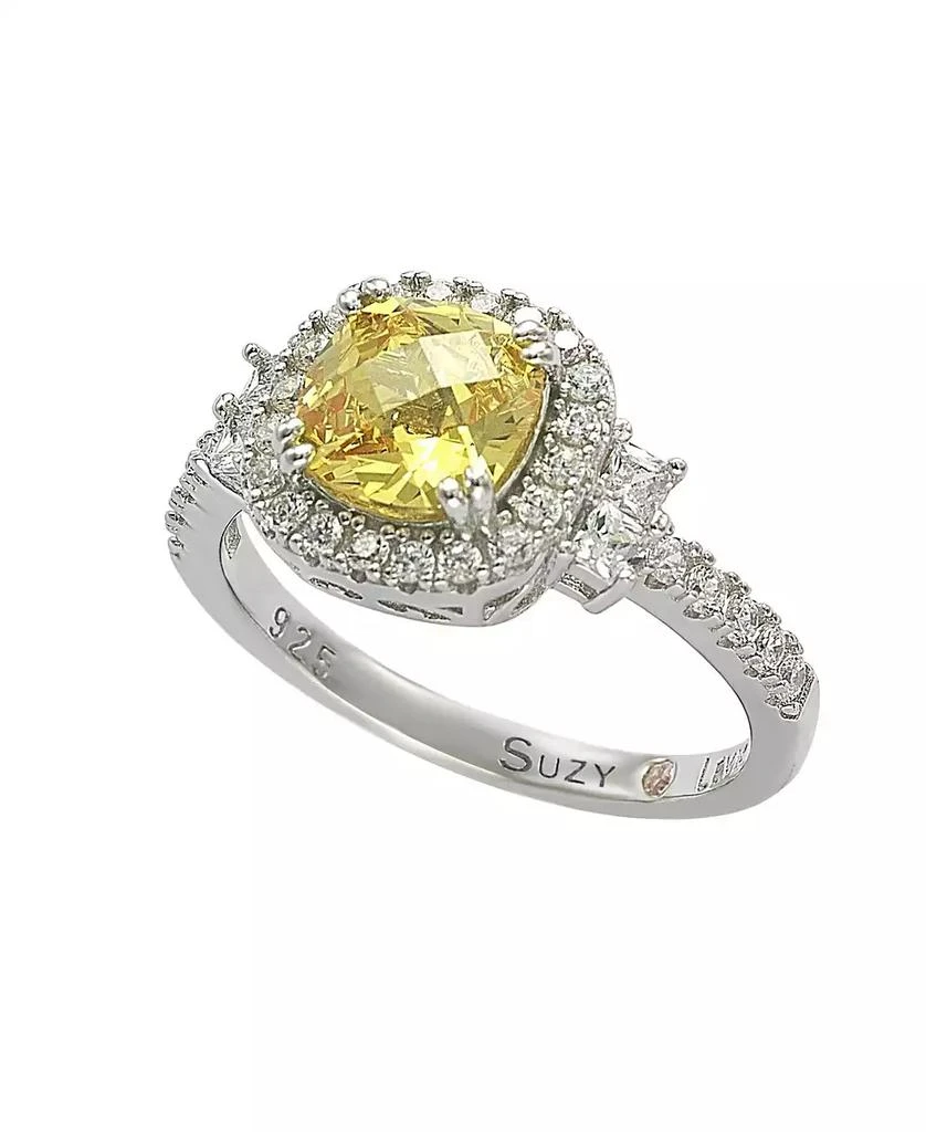Suzy Levian New York Suzy Levian Sterling Silver Yellow 
White Cubic Zirconia Center Stone Ring