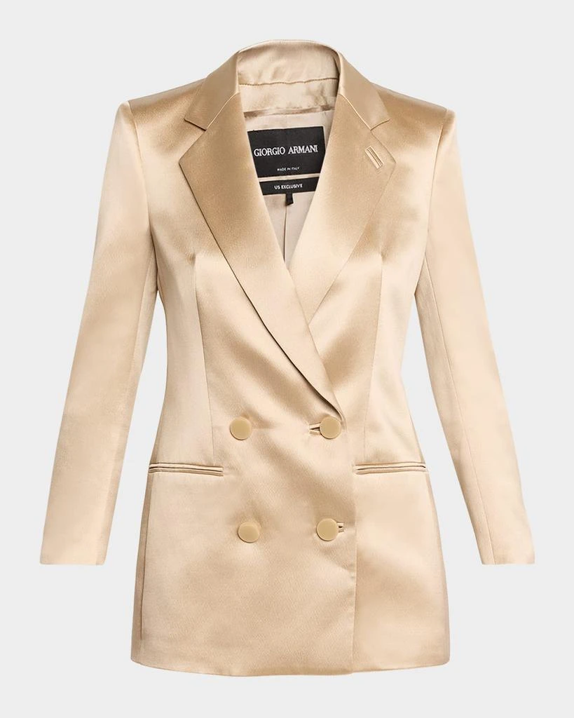 Giorgio Armani Satin Double-Breasted Blazer Jacket