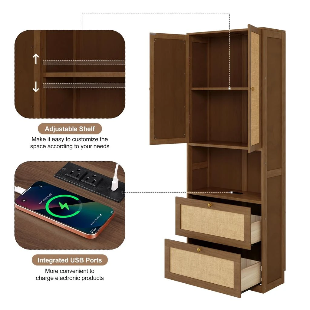 Streamdale Furniture Streamdale Bookshelf with USB, 3 Drawers 
2 Doors 3