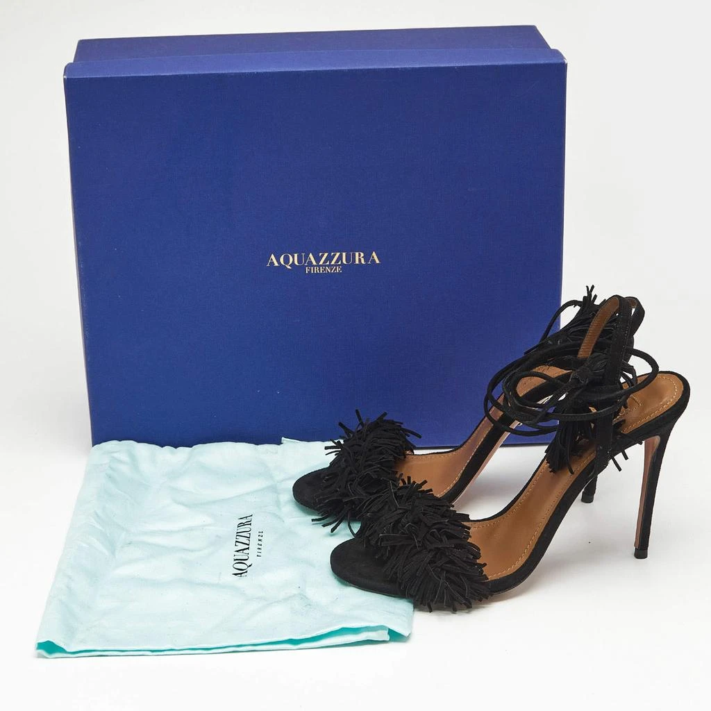 Shop Aquazzura Black Suede Wild Thing Ankle Strap Sandals Size 36