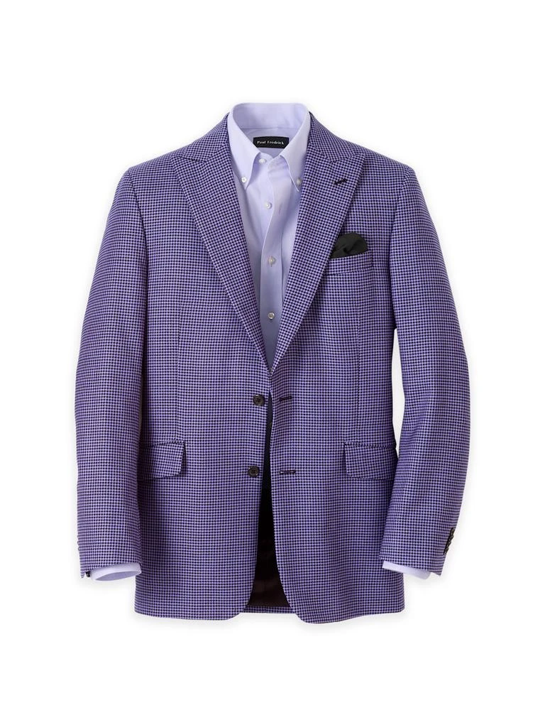 Paul Fredrick Wool Houndstooth Single Breasted Peak Lapel Sport Coat