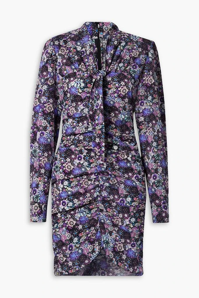 Isabel Marant Sandrine tie-neck printed silk-blend crepe mini dress 1