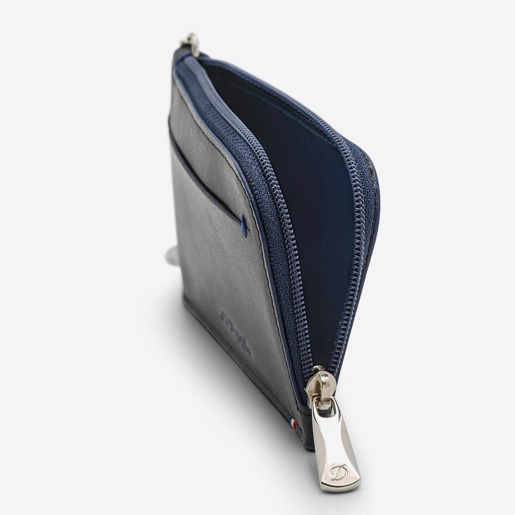 S.T. Dupont S.T. Dupont "Line D" Slim Blue and Black Cowhide and Leather Coin Purse and Key Ring 184002