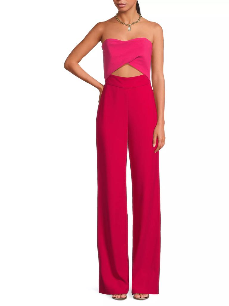 Black Halo Jada Two-Tone Cut-Out Jumpsuit