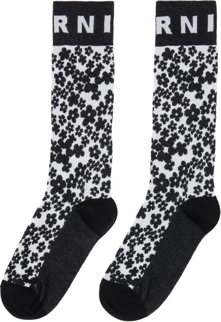 Marni Black & White Flower Intarsia Socks 2