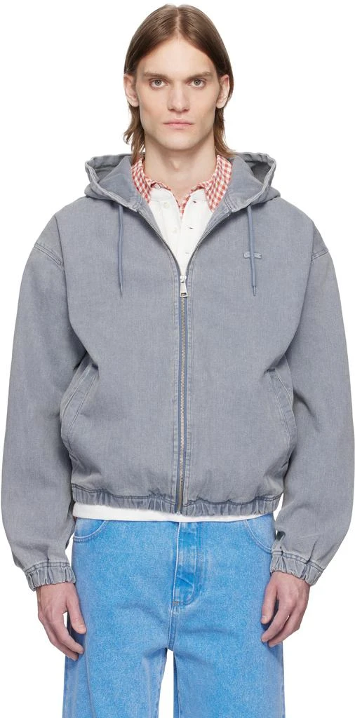 Lacoste Gray Washed Effect Hooded Denim Jacket 1
