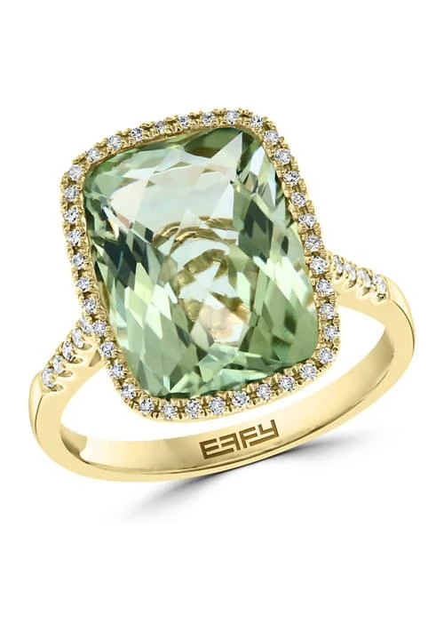 Effy 1 6 Ct. T.w. Diamond And 7 Ct. T.w. Green Amethyst Verde Ring In 14K Yellow Gold 1