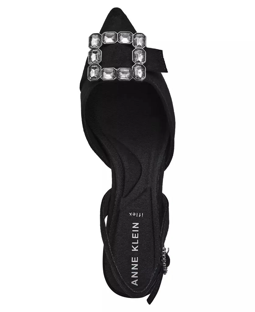 Anne Klein Women's Inez Crystal Ornament Kitten Heel Slingback Pumps 5