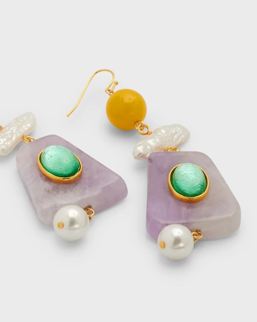 BEN-AMUN Multi-Stone and Freshwater Pearl Drop Earrings 3