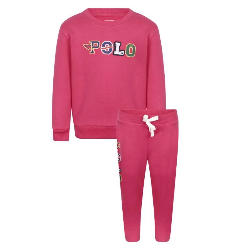 Ralph Lauren Polo embroidery baby tracksuit in pink 1