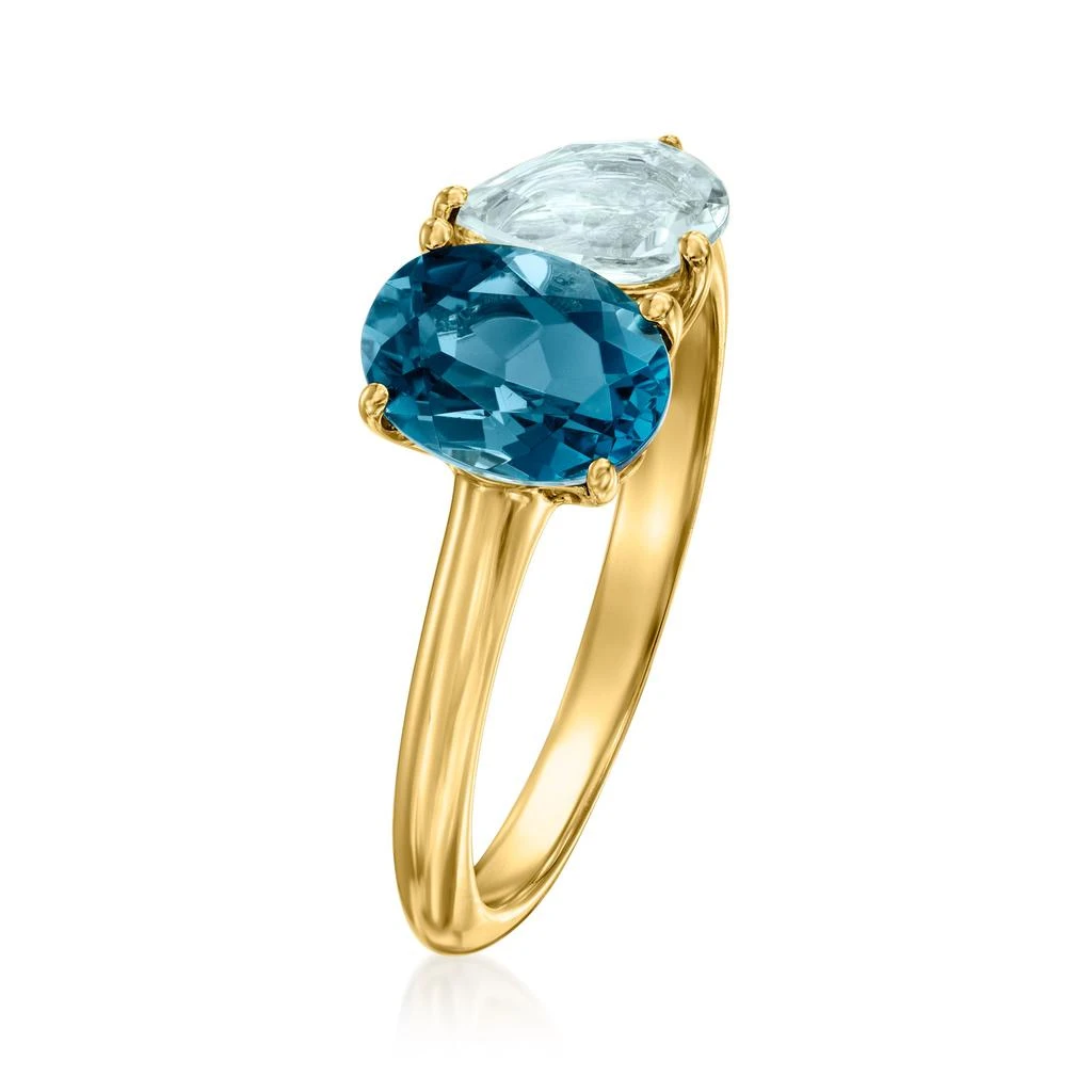 Ross-Simons London Blue Topaz and . Aquamarine Toi Et Moi Ring in 18kt Gold Over Sterling 3